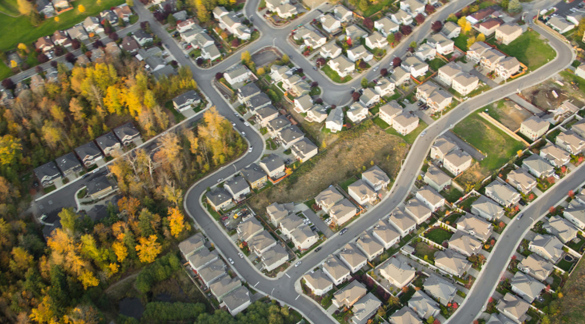 neighborhood aerial shot